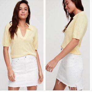 Aritzia Wilfred Free LIKE NEW Tanit white raw hem denim mini skirt size 4